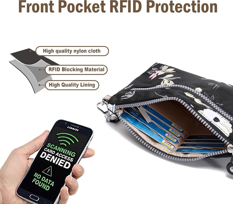 AOCINA Small Wristlet Wallet for Women RFID Blocking Crossbody Purse Gifts for Valentines Day Nylon Cell Phone Purses - Image 4